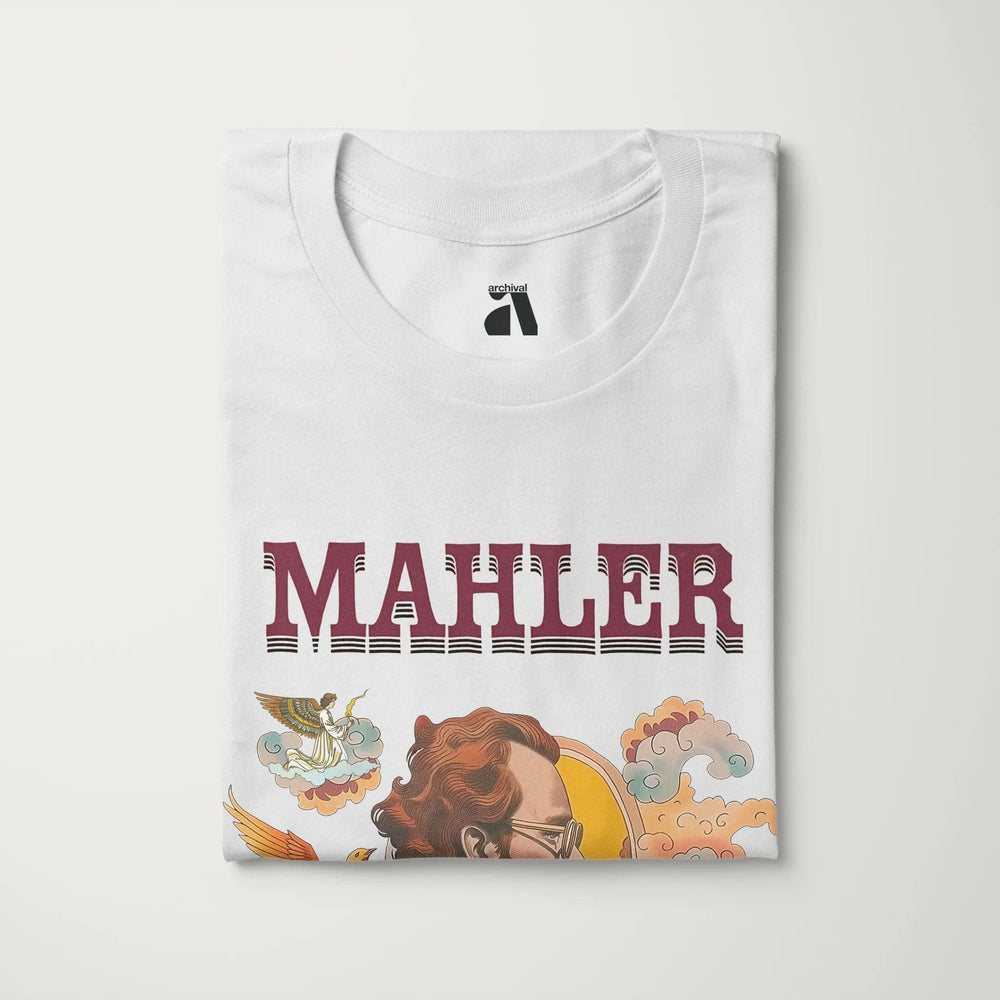 mahler: illustrated classic tee in vintage white, folded