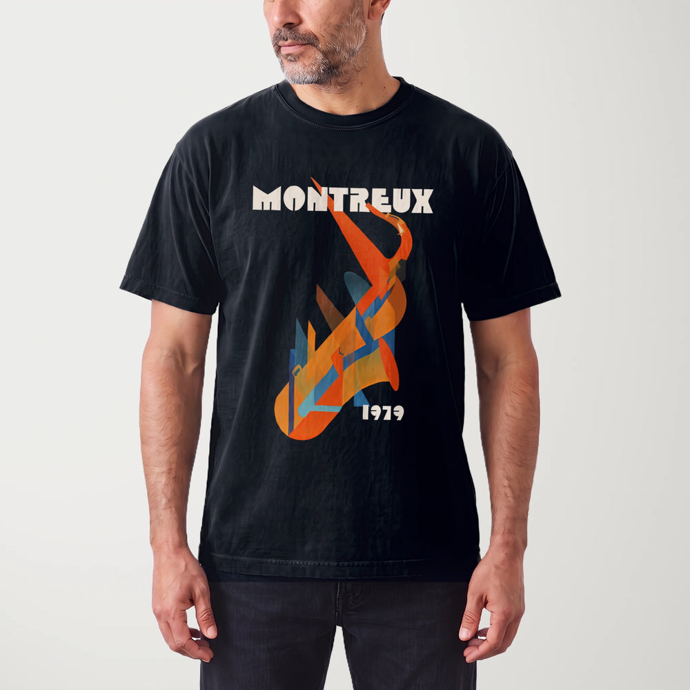 montreux jazz: 1979 vintage heavyweight tee in black, worn