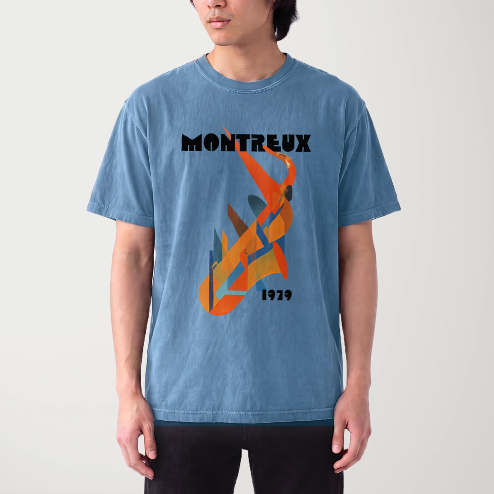 montreux jazz: 1979 vintage heavyweight tee in blue jean, worn