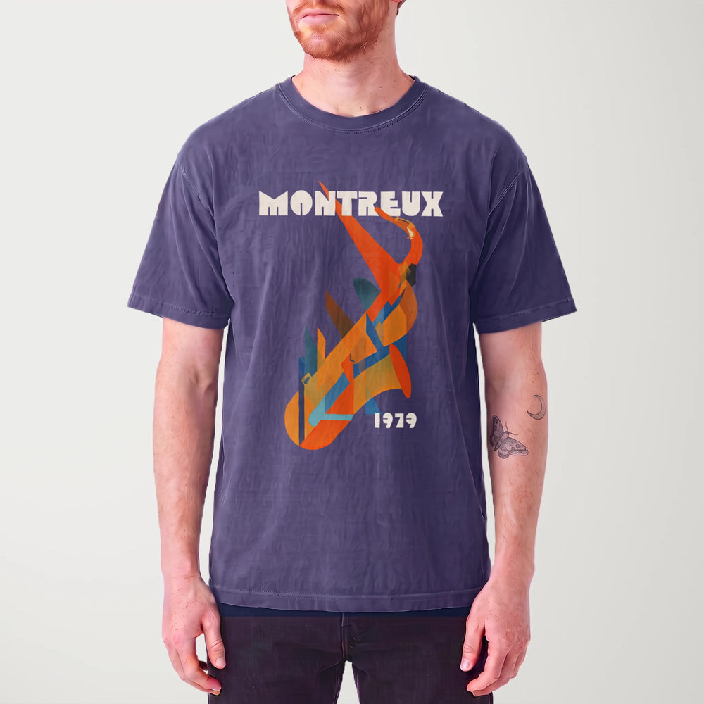 montreux jazz: 1979 vintage heavyweight tee in grape, worn