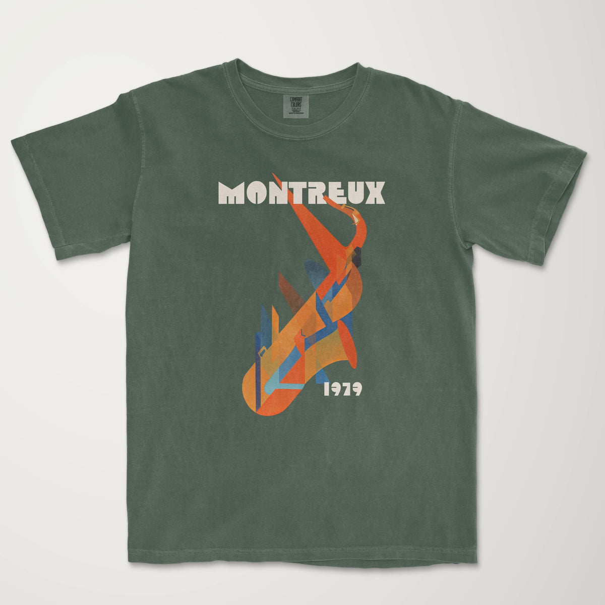 montreux jazz: 1979 vintage heavyweight tee in moss, laid flat