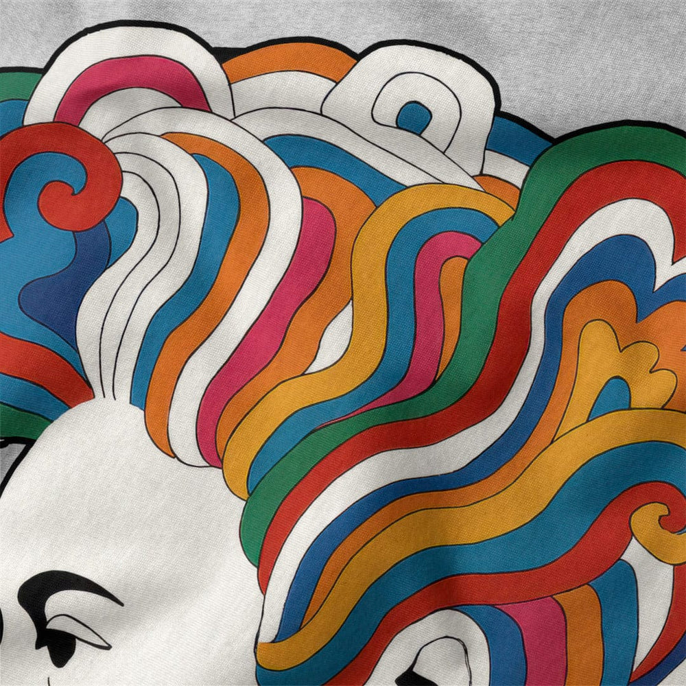 mozart: dylan '66 classic tee in athletic heather, close-up of the print