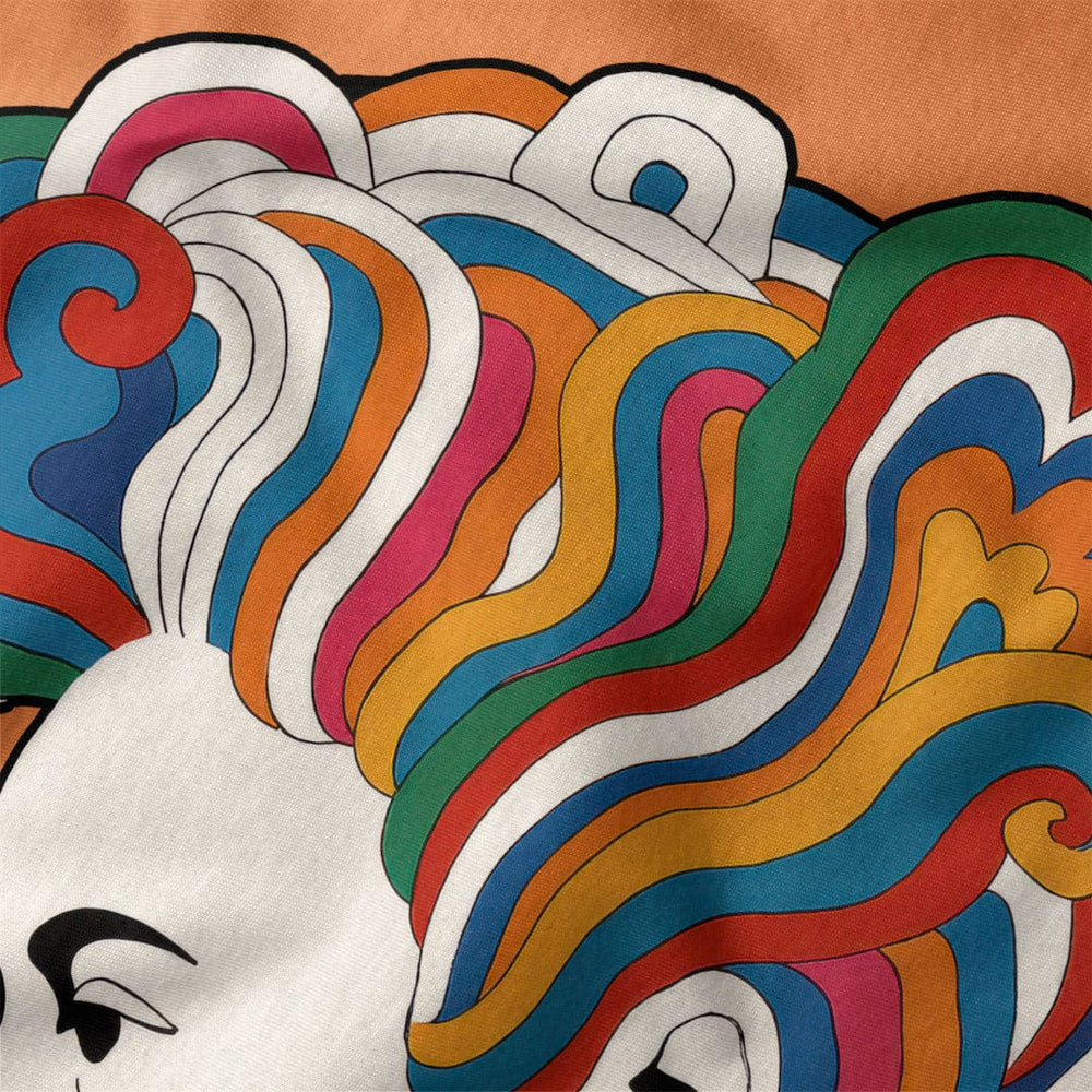 mozart: dylan '66 classic tee in burnt orange, close-up of the print