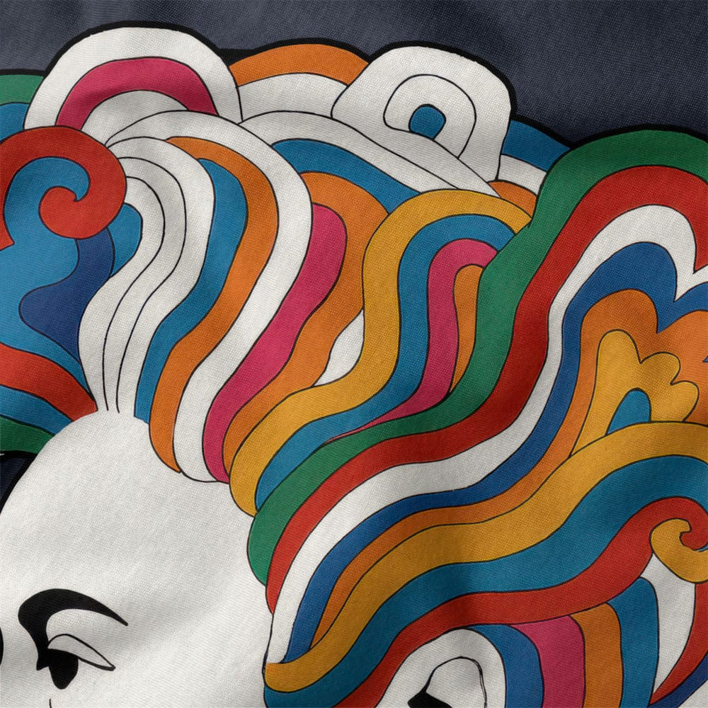 mozart: dylan '66 classic tee in navy, close-up of the print