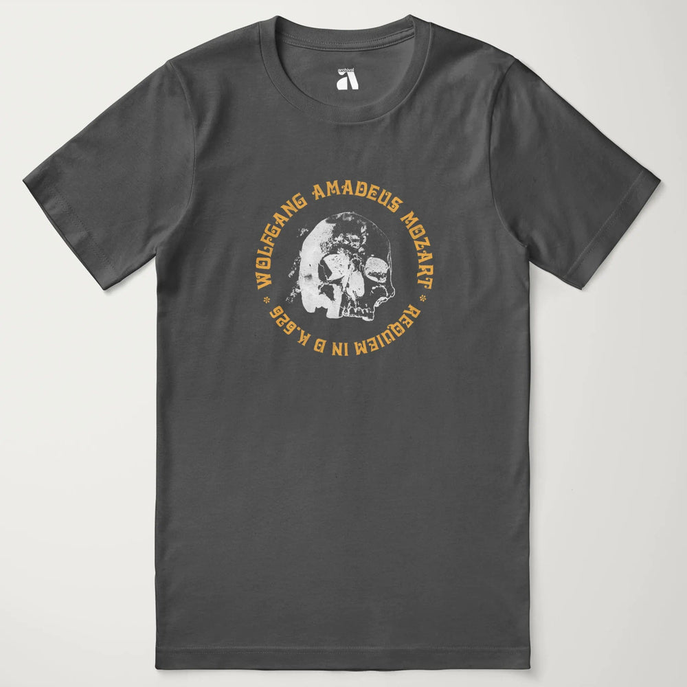 mozart: requiem classic tee in asphalt, laid flat