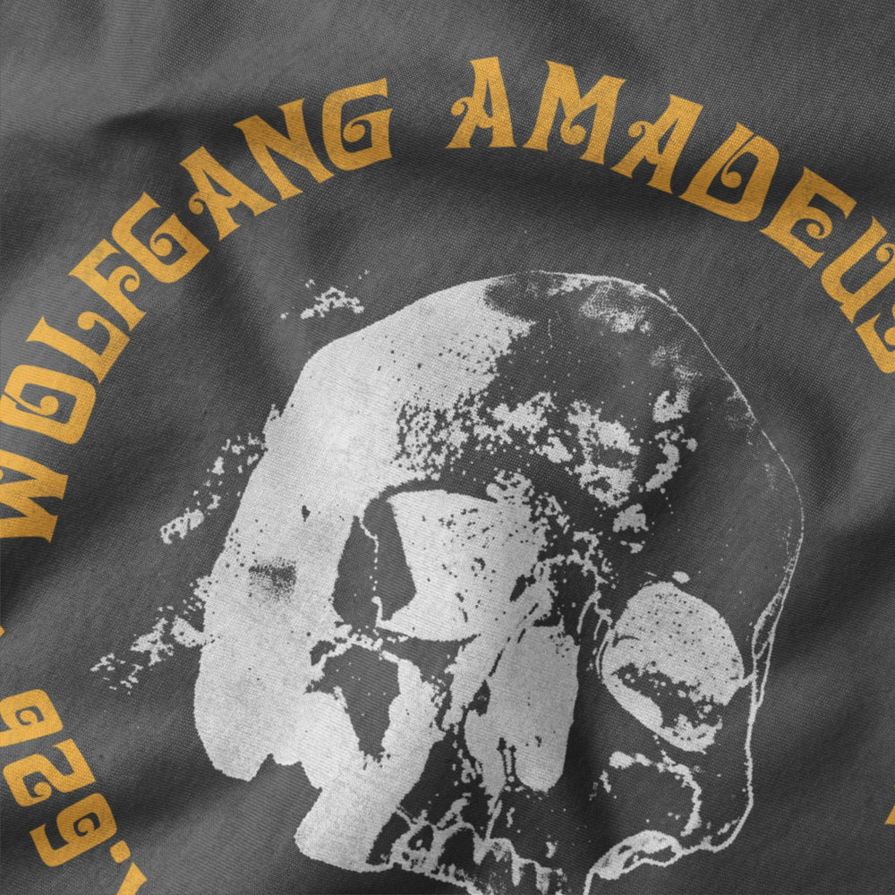 mozart: requiem classic tee in asphalt, close-up of the print