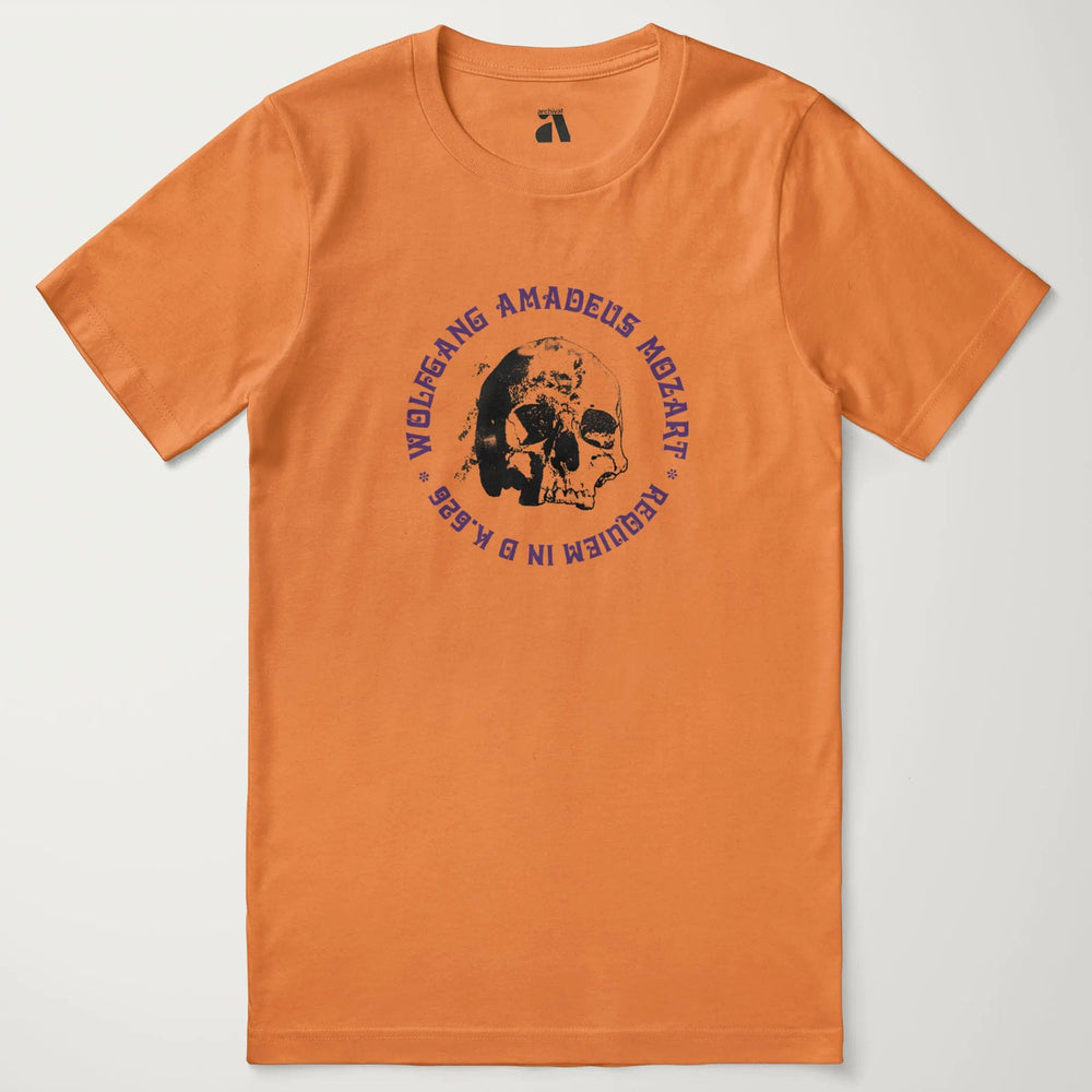 mozart: requiem classic tee in burnt orange, laid flat