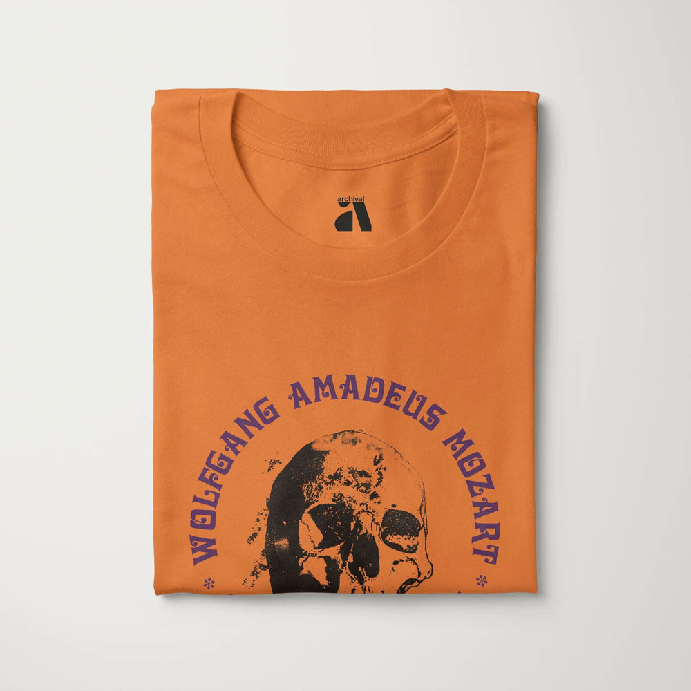 mozart: requiem classic tee in burnt orange, folded
