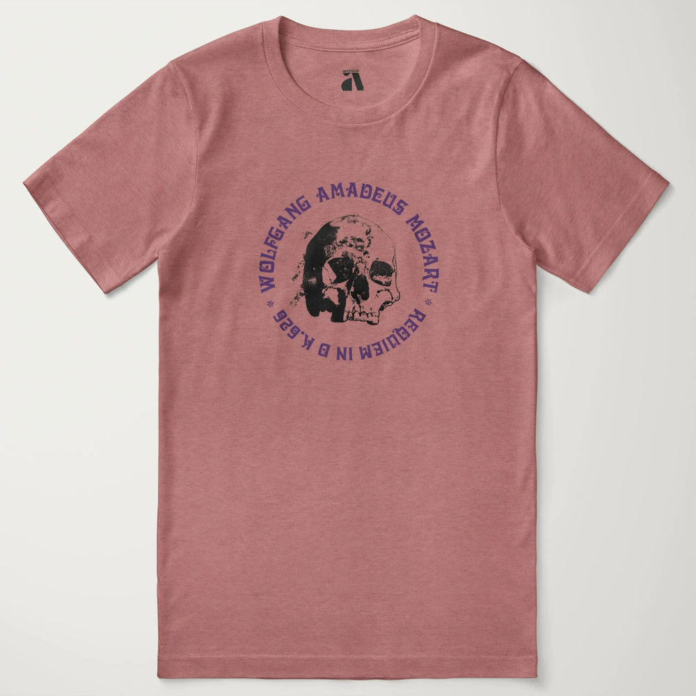 mozart: requiem classic tee in heather mauve, laid flat