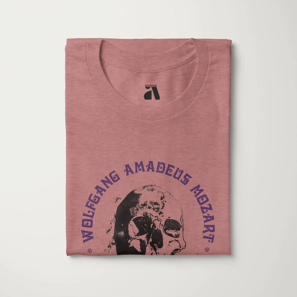 mozart: requiem classic tee in heather mauve, folded