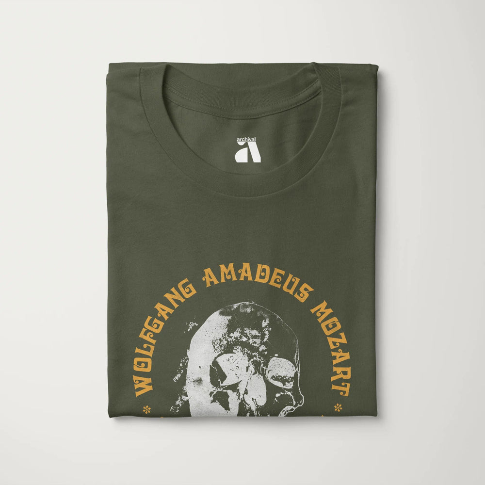 mozart: requiem classic tee in military green, folded