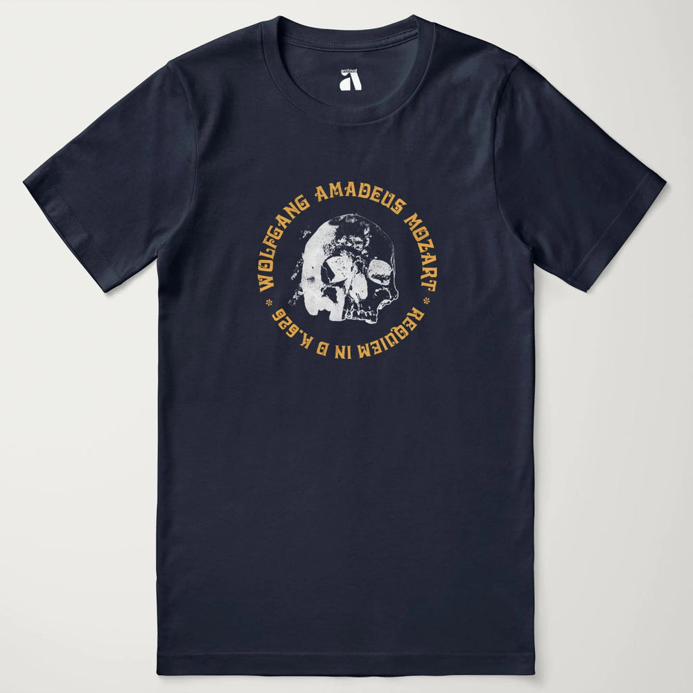 mozart: requiem classic tee in navy, laid flat