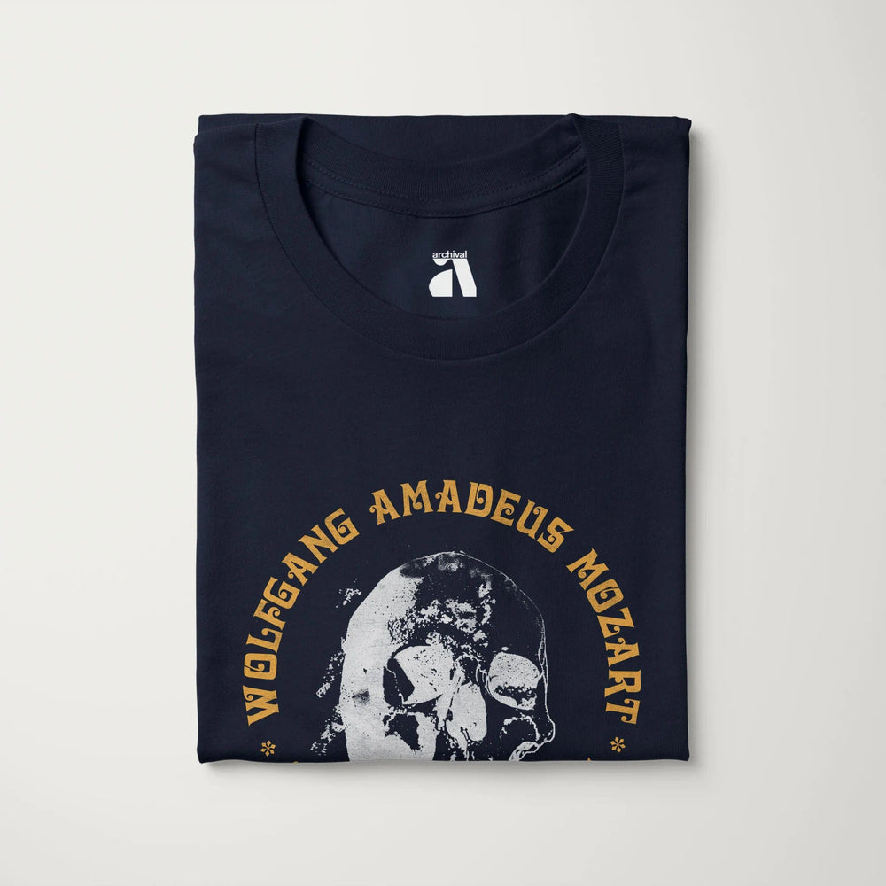 mozart: requiem classic tee in navy, folded