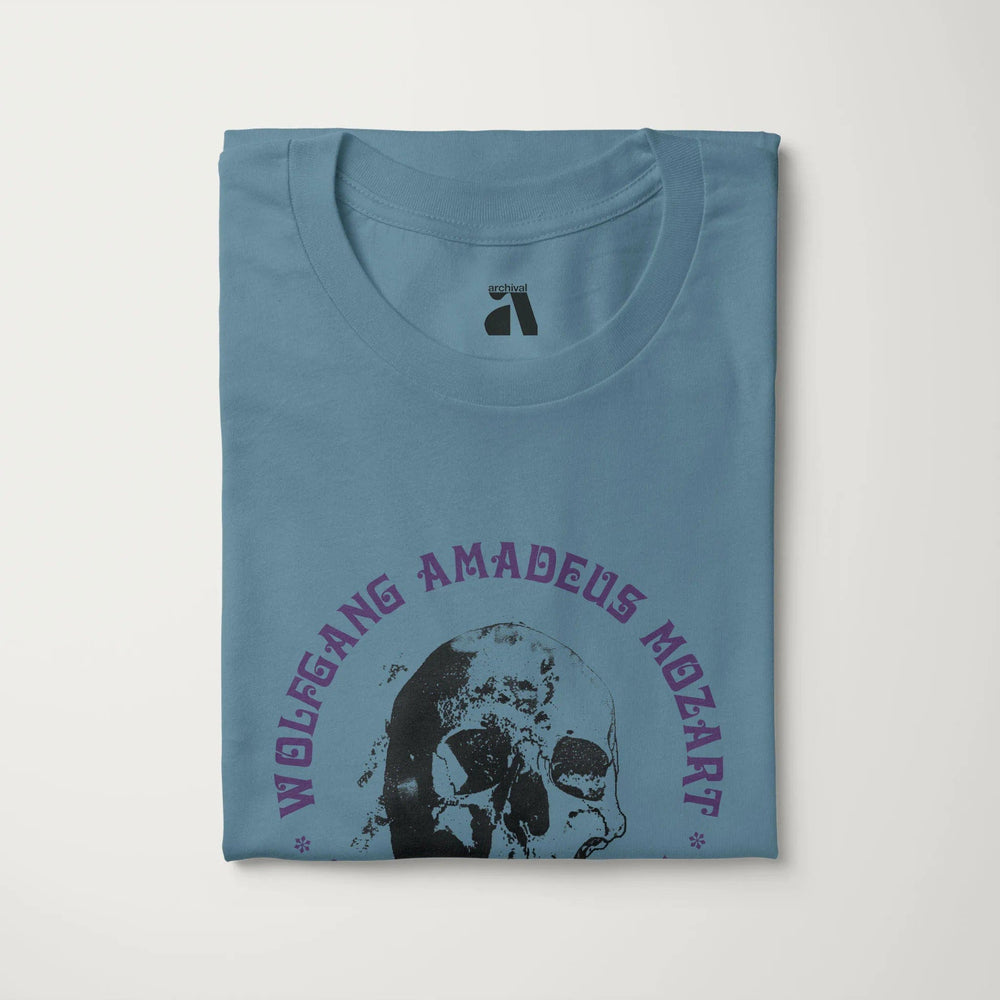 mozart: requiem classic tee in steel blue, folded