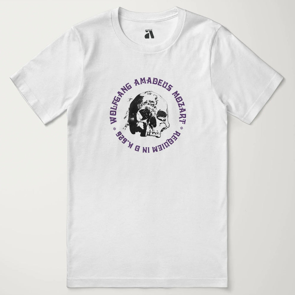 mozart: requiem classic tee in vintage white, laid flat