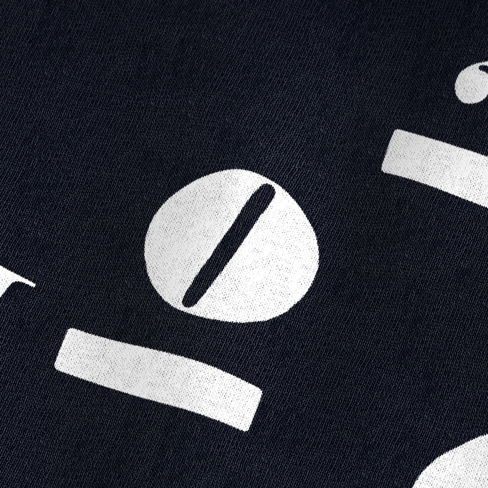 mozart: wordmark vintage heavyweight tee in black, close-up of the print