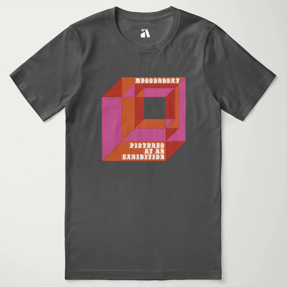 mussorgsky: pictures at an exhibition classic tee in asphalt, laid flat