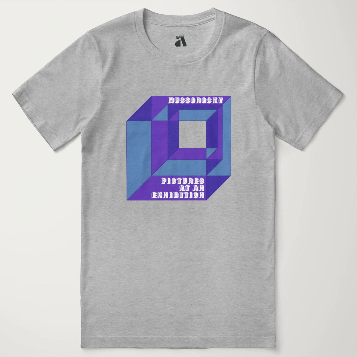 mussorgsky: pictures at an exhibition classic tee in athletic heather, laid flat