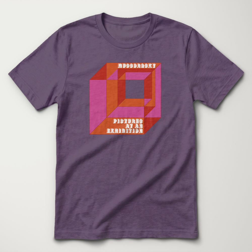 Mussorgsky: Pictures at an Exhibition Classic Tee in Heather Team Purple, flat lay