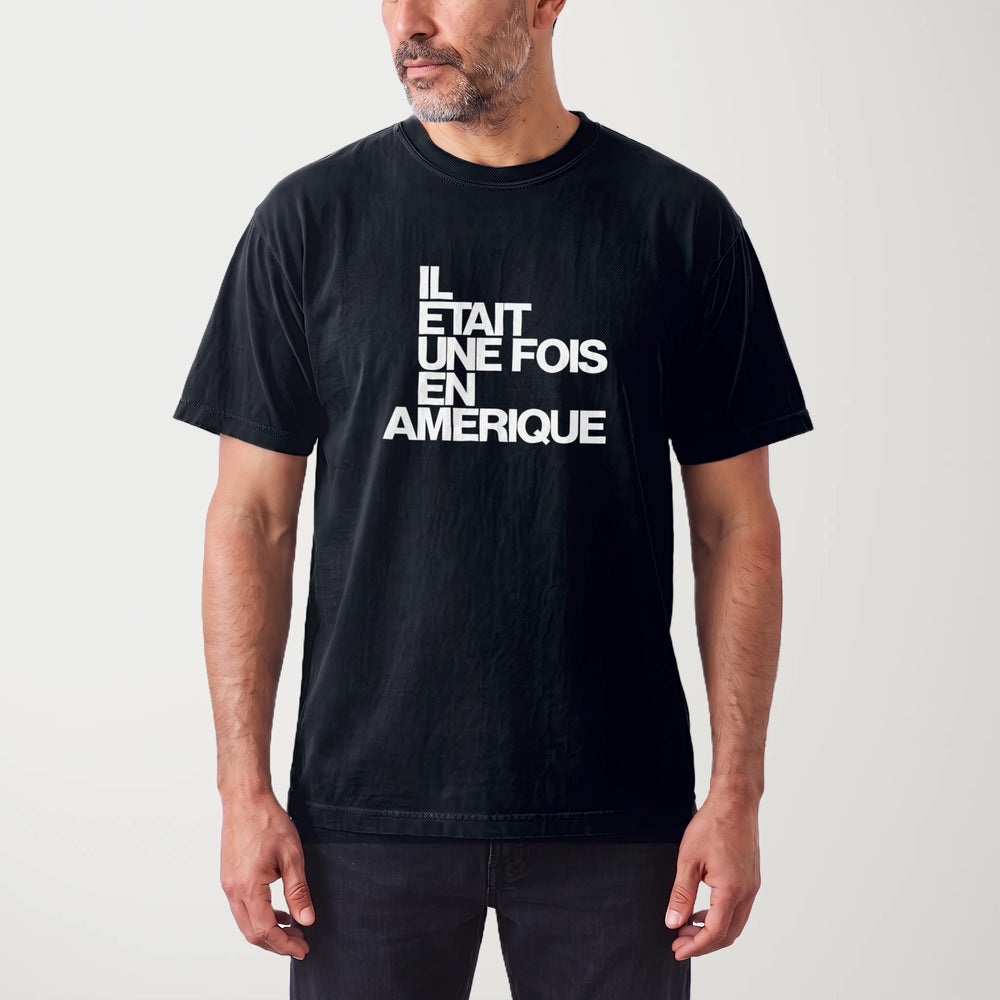 once upon a time in america: français vintage heavyweight tee in black, worn