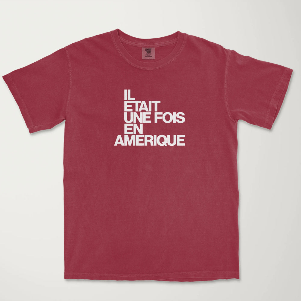 once upon a time in america: français vintage heavyweight tee in chili, laid flat