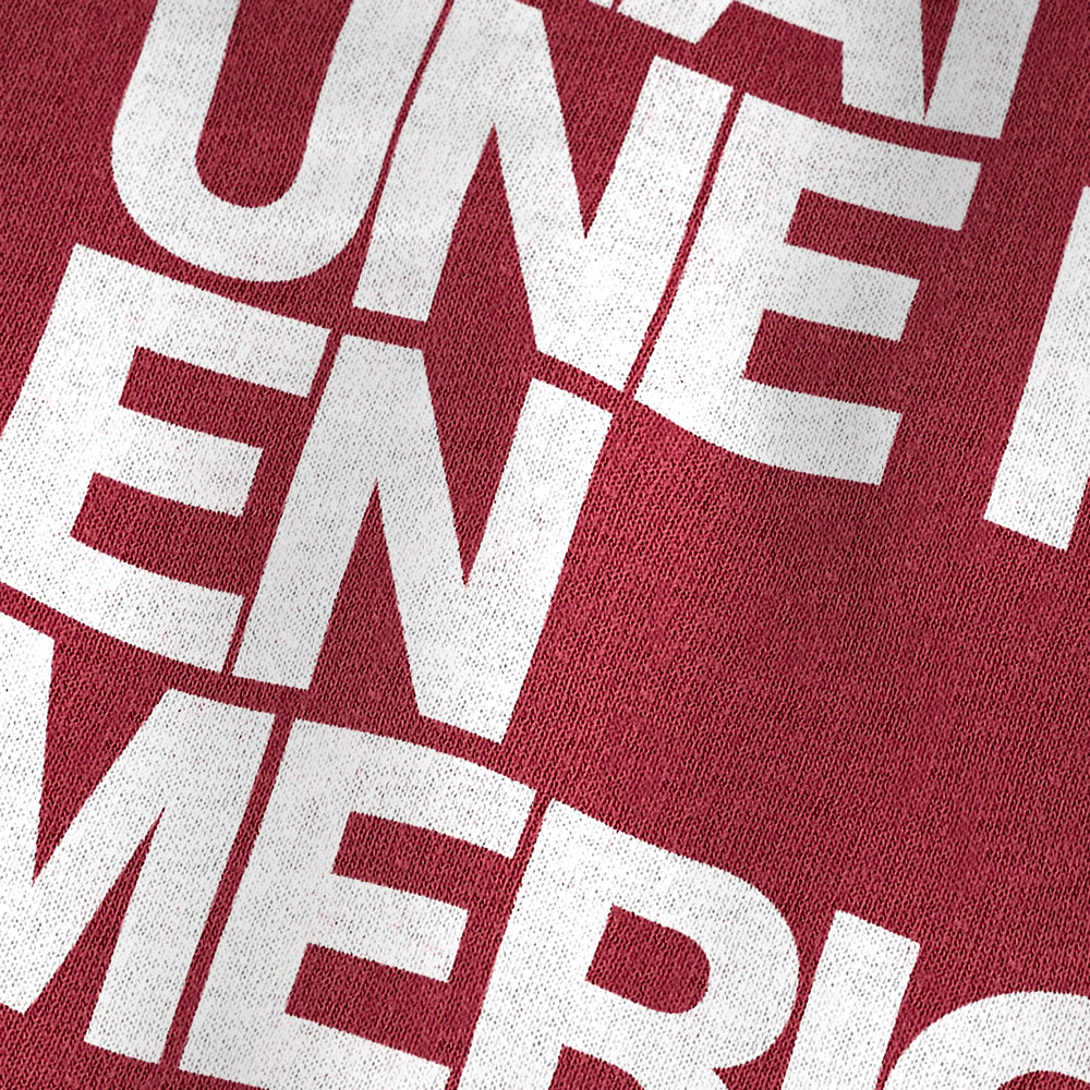 once upon a time in america: français vintage heavyweight tee in chili, close-up of the print