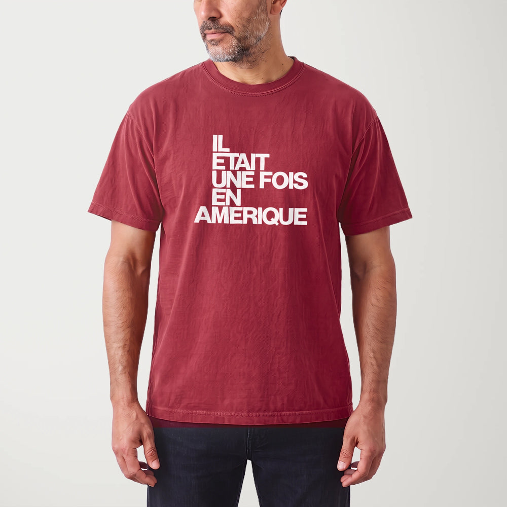 once upon a time in america: français vintage heavyweight tee in chili, worn