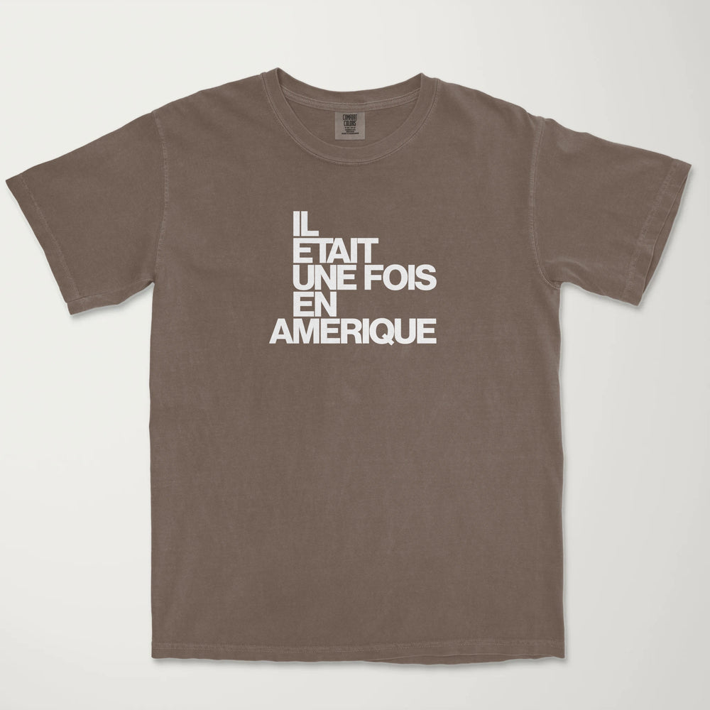 once upon a time in america: français vintage heavyweight tee in espresso, laid flat