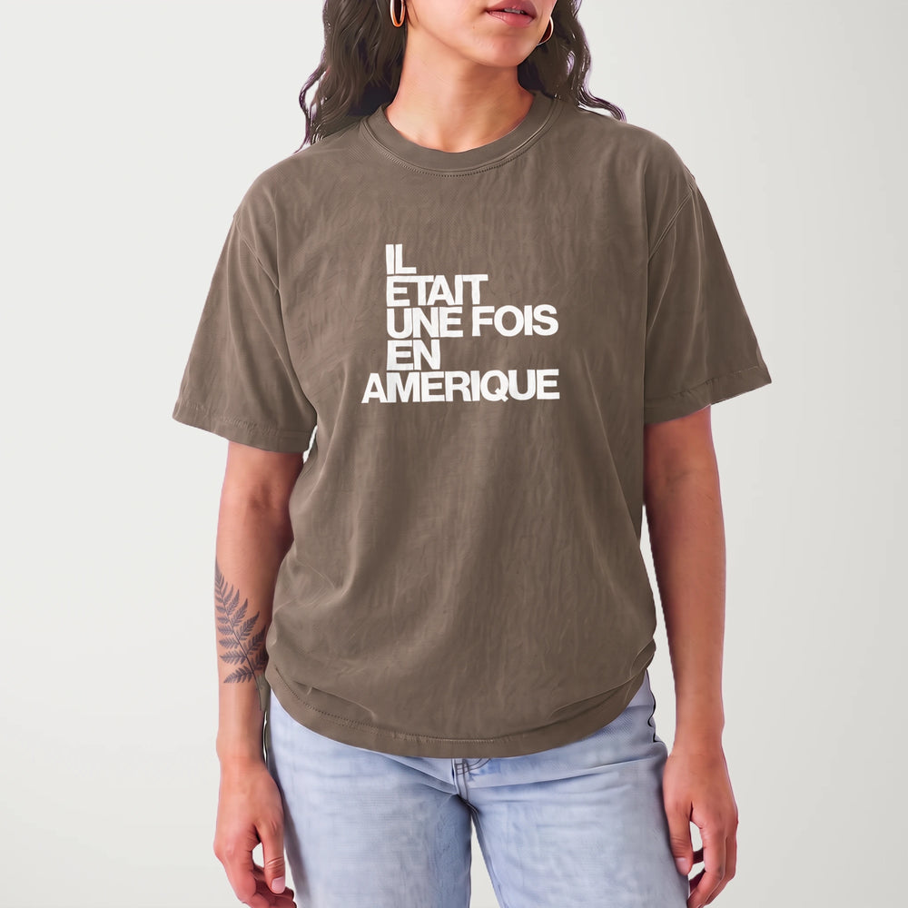 once upon a time in america: français vintage heavyweight tee in espresso, worn