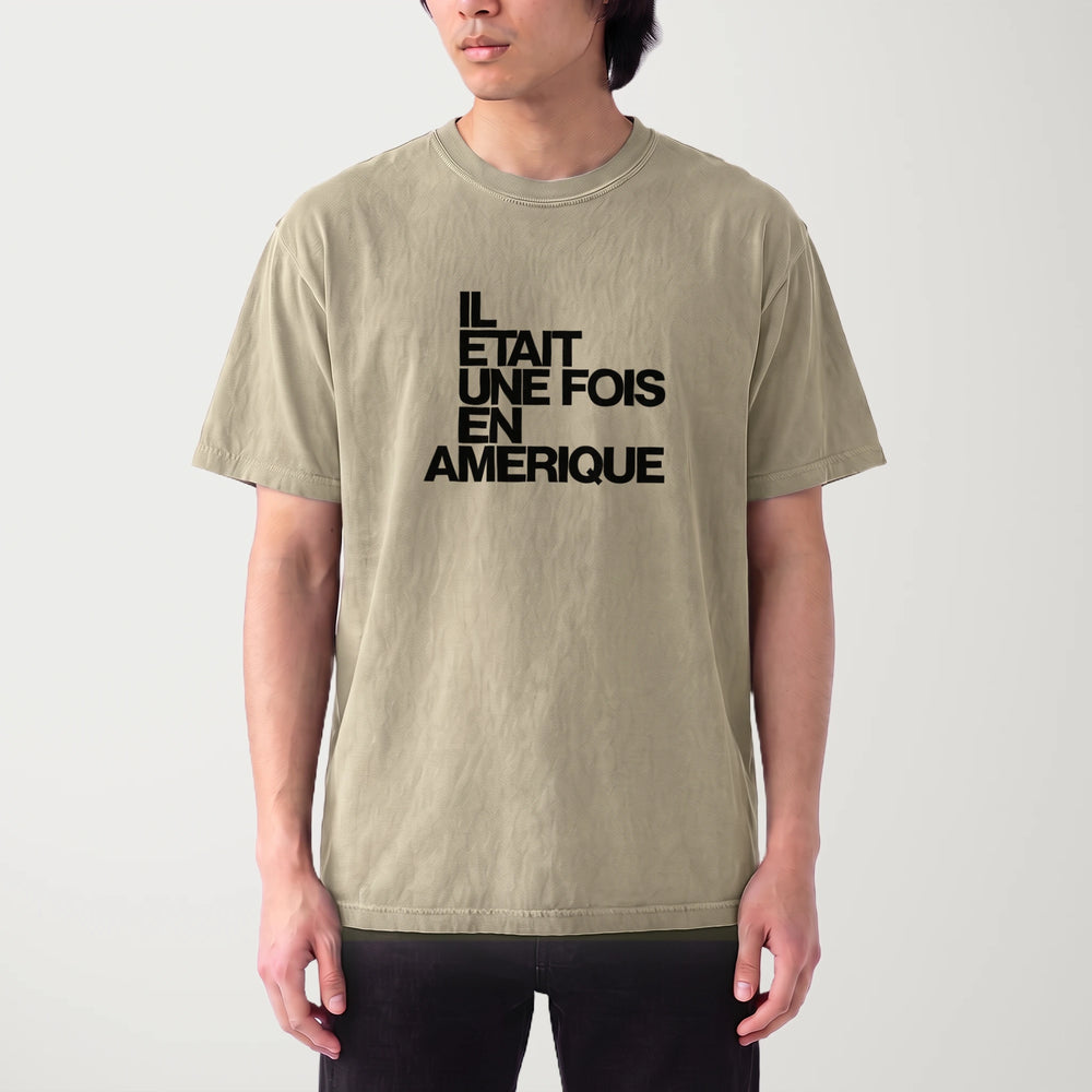 once upon a time in america: français vintage heavyweight tee in khaki, worn