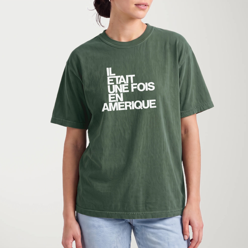 once upon a time in america: français vintage heavyweight tee in moss, worn
