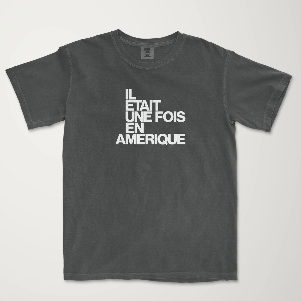 once upon a time in america: français vintage heavyweight tee in pepper, laid flat