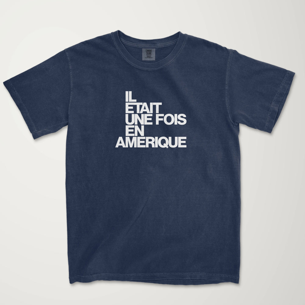 once upon a time in america: français vintage heavyweight tee in true navy, laid flat