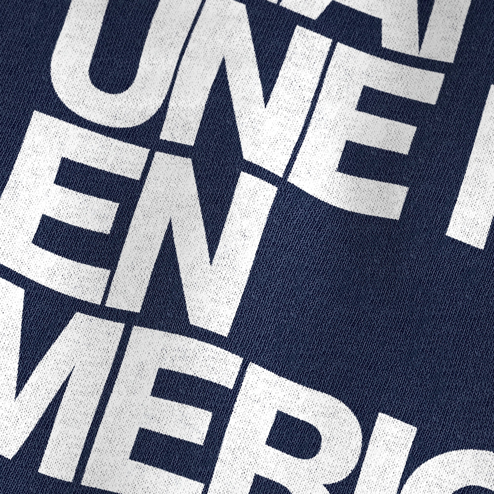 once upon a time in america: français vintage heavyweight tee in true navy, close-up of the print