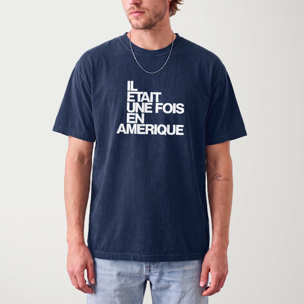 once upon a time in america: français vintage heavyweight tee in true navy, worn