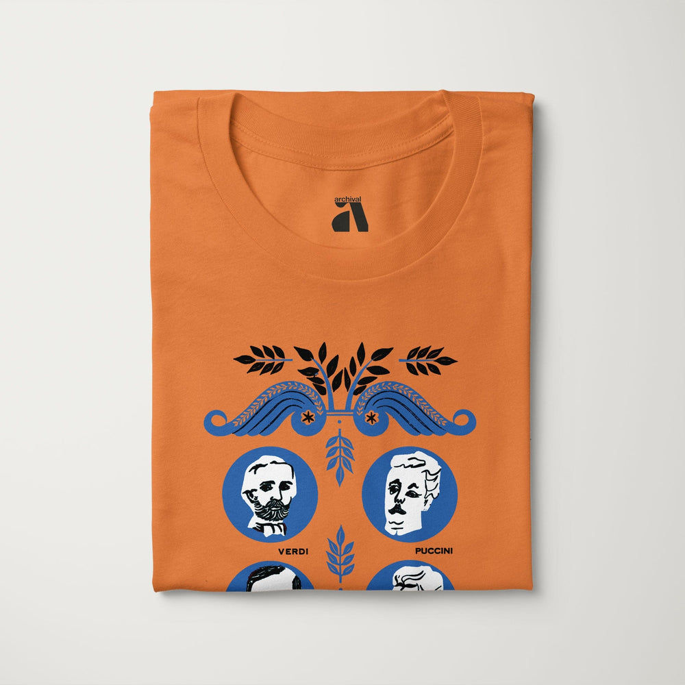 the opera society classic tee in burnt orange, folded
