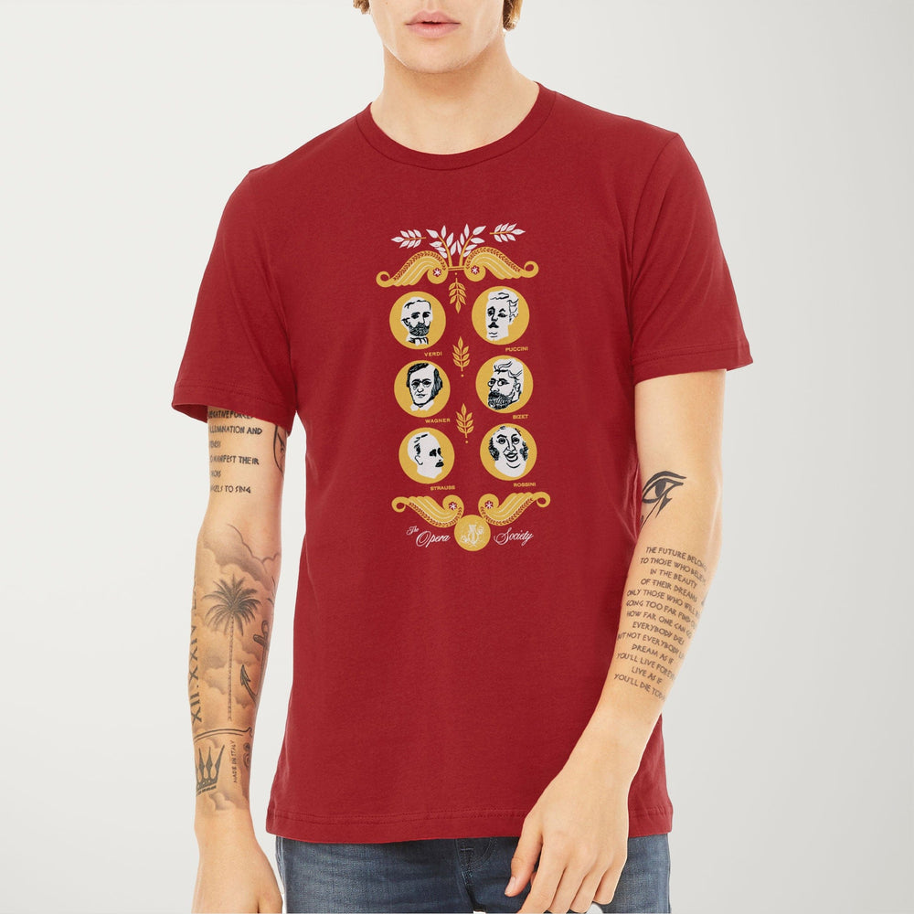 the opera society classic tee in canvas red, worn