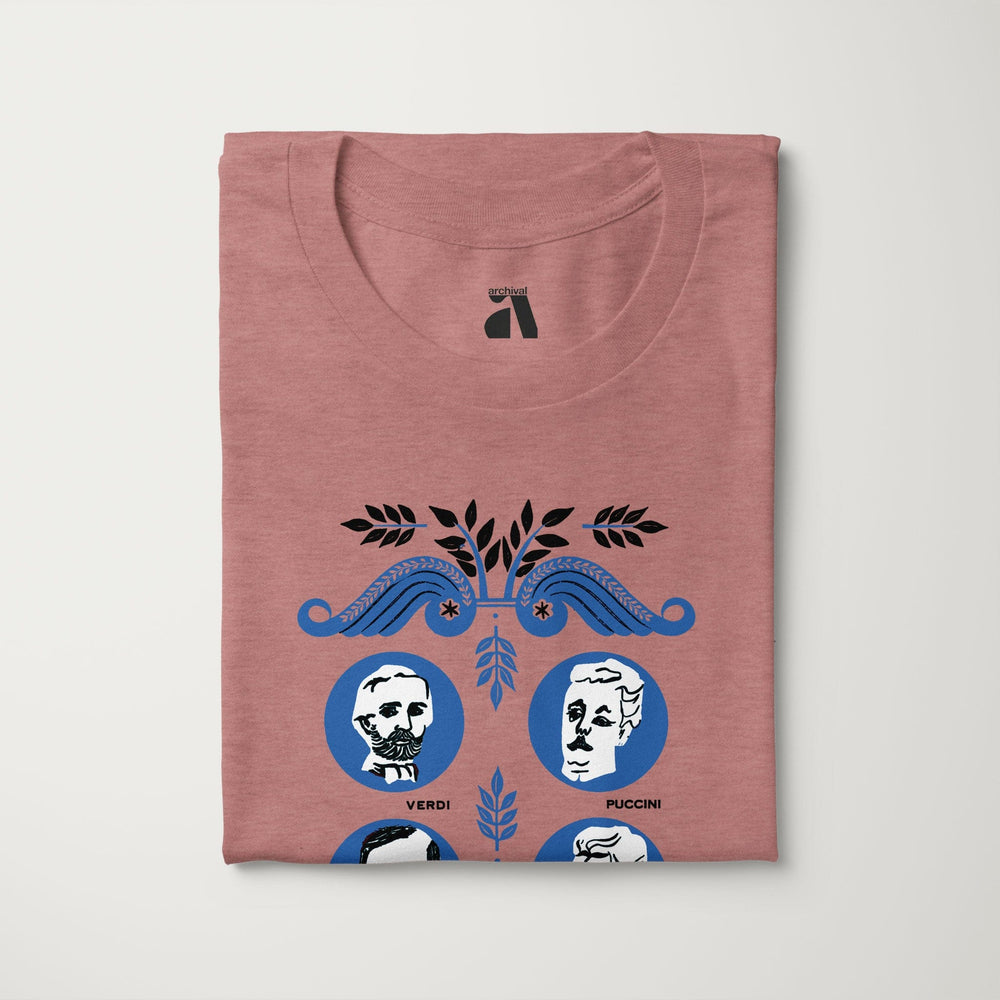 the opera society classic tee in heather mauve, folded
