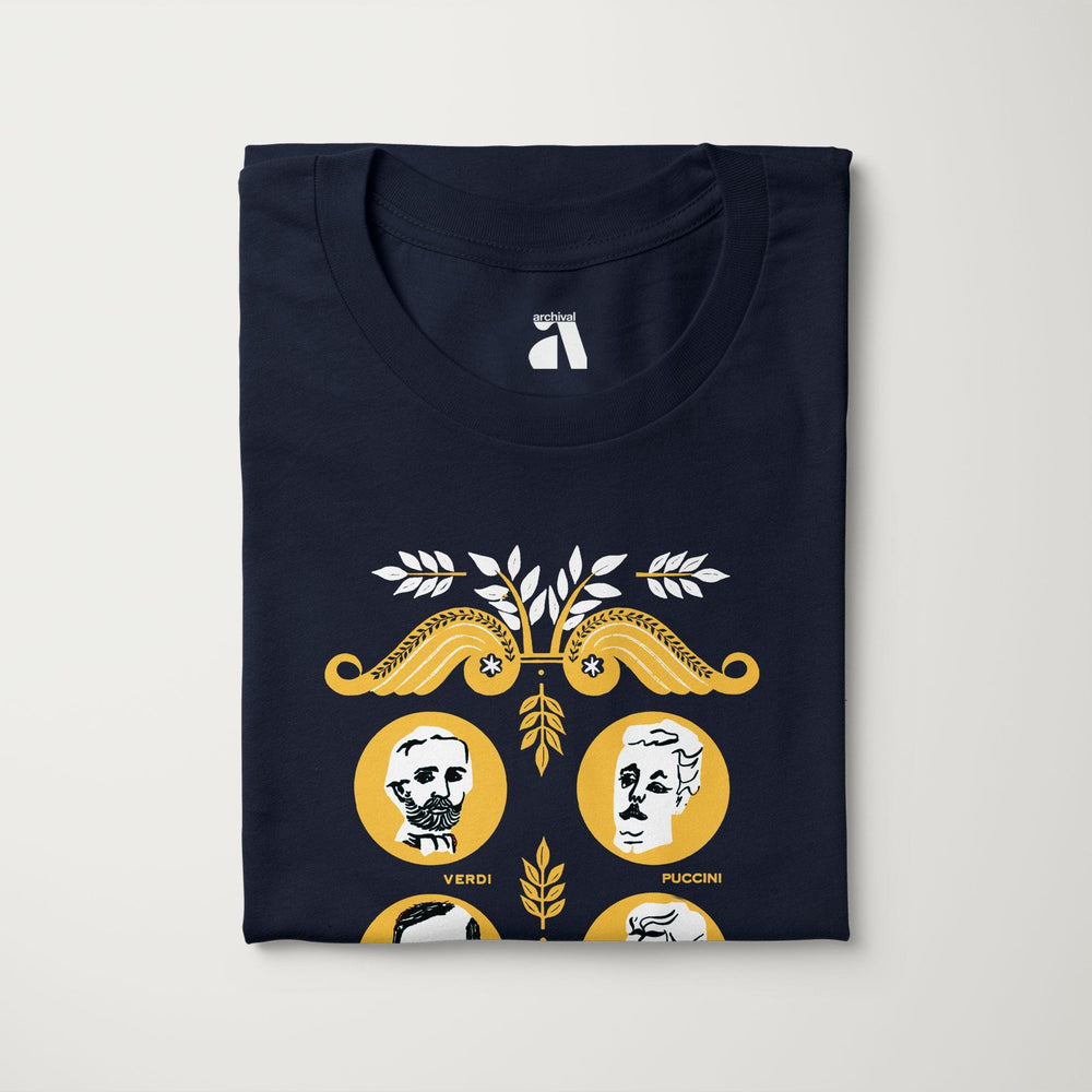 the opera society classic tee in navy, folded