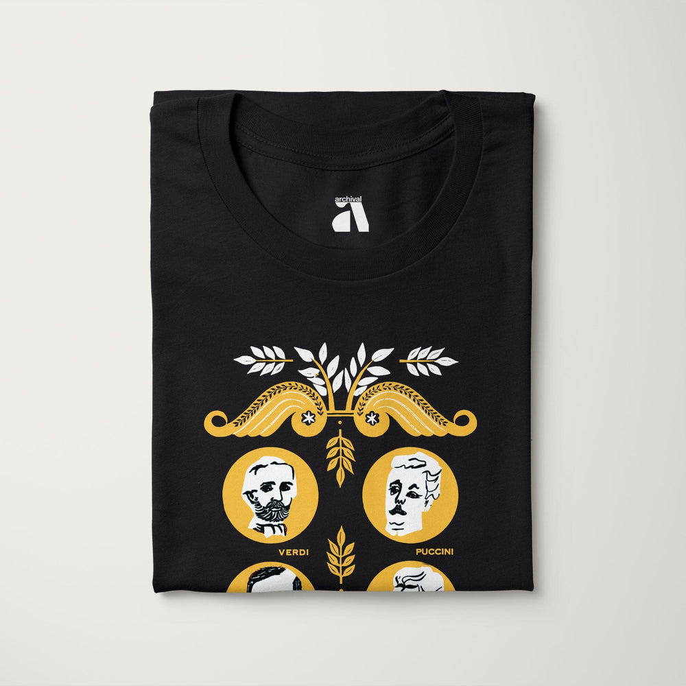 the opera society classic tee in vintage black, folded