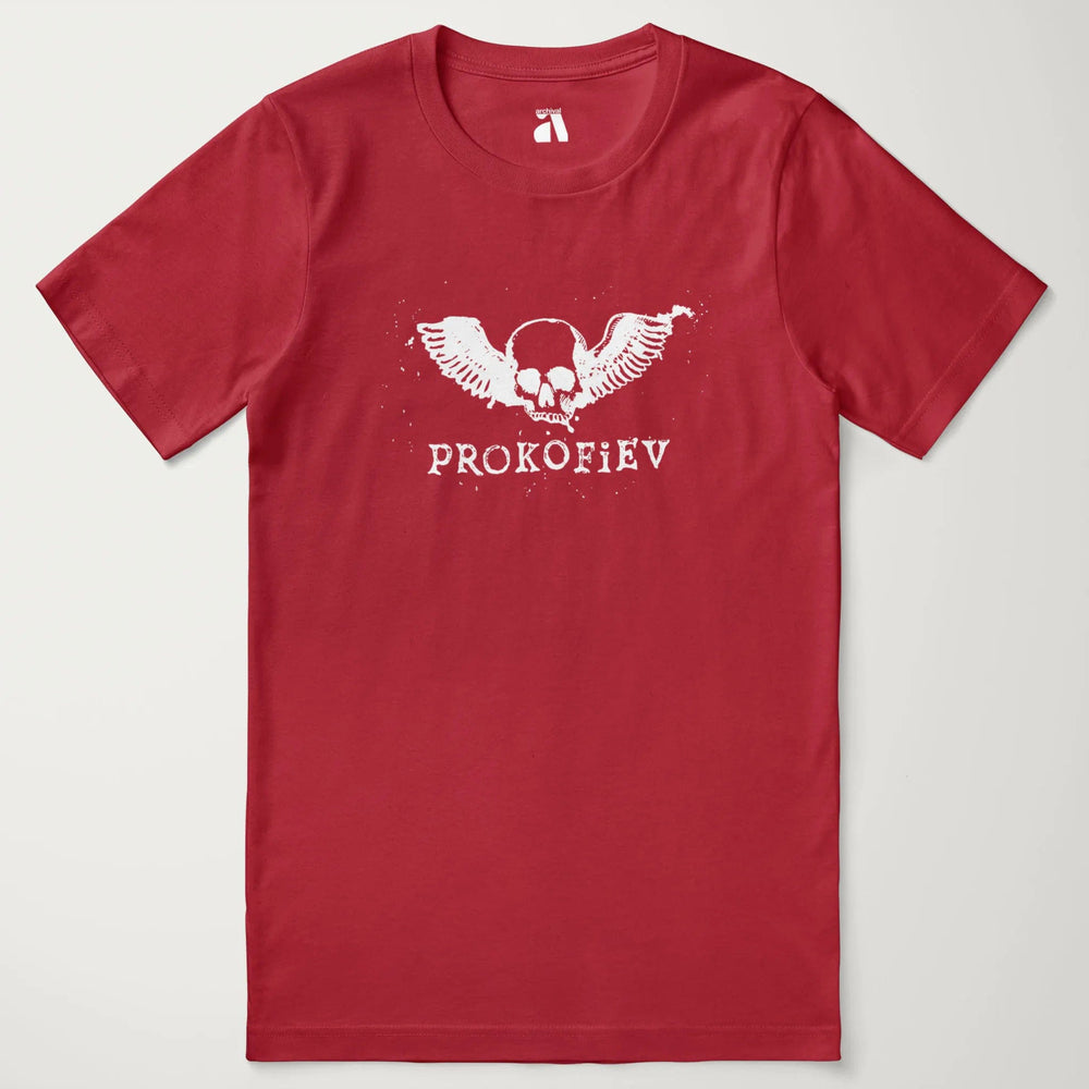 prokofiev: skull classic tee in canvas red, laid flat