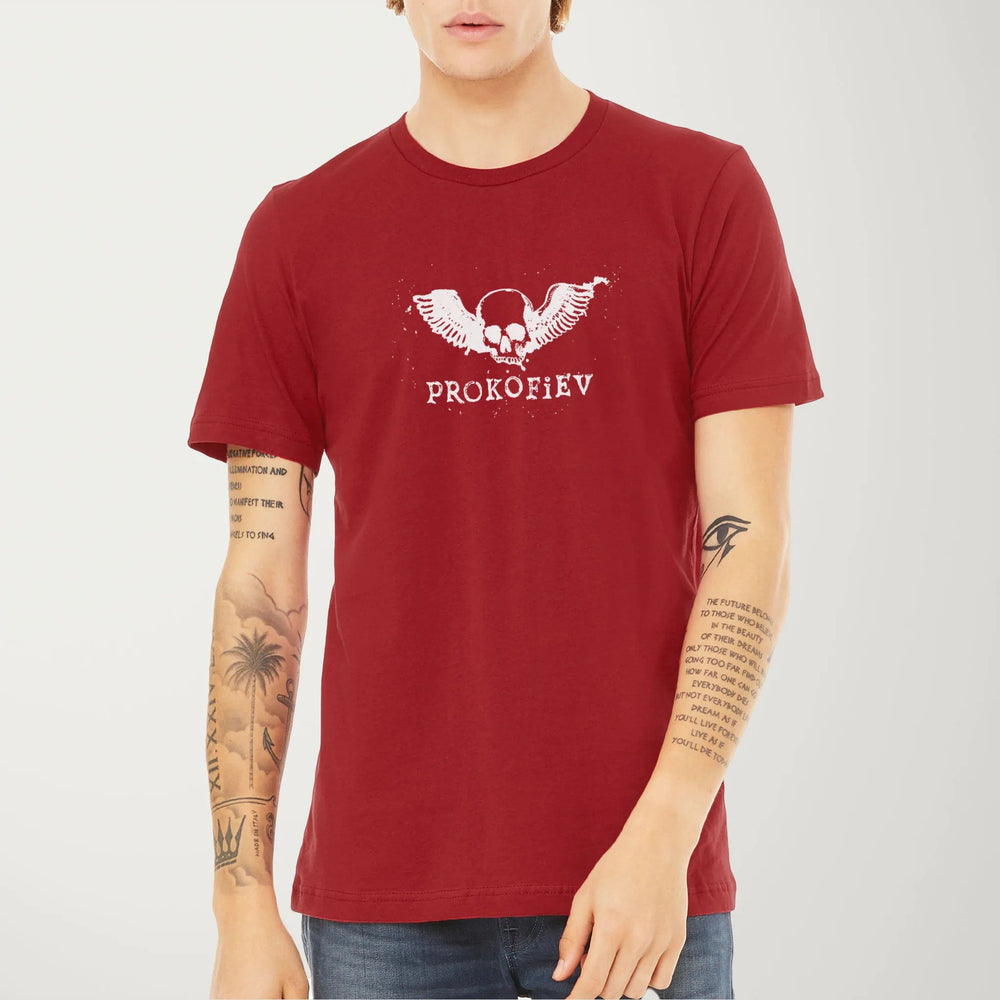 prokofiev: skull classic tee in canvas red, worn