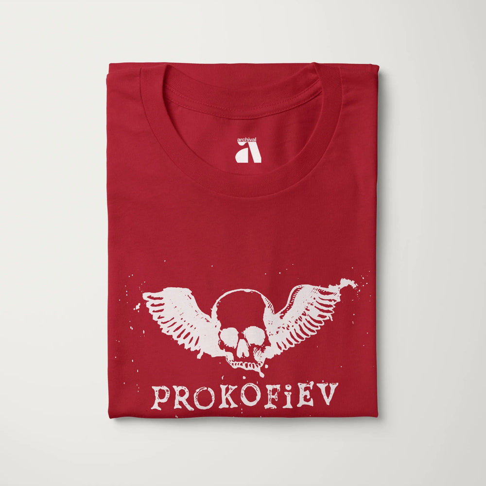 prokofiev: skull classic tee in canvas red, folded