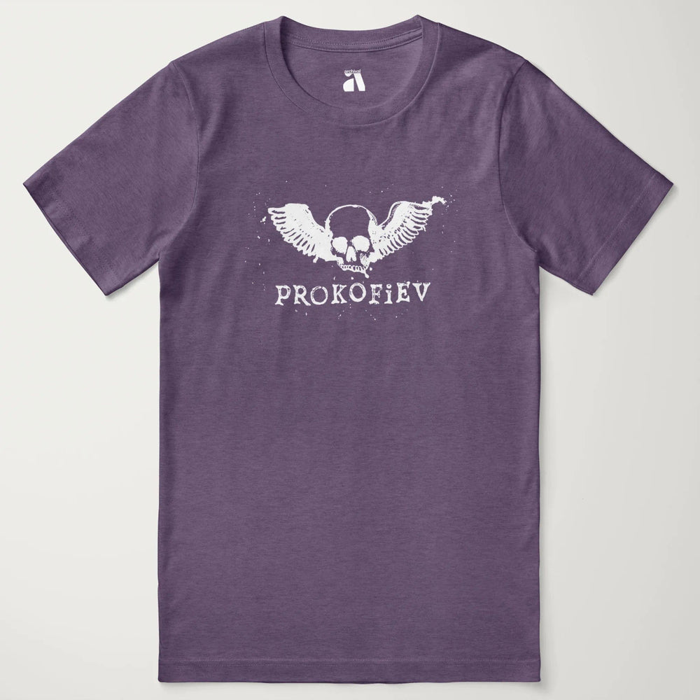 prokofiev: skull classic tee in heather team purple, laid flat