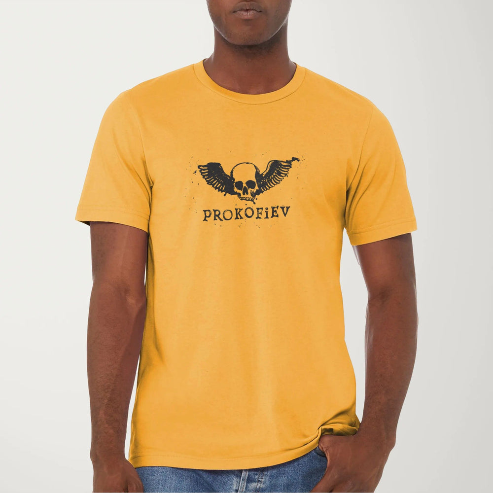 prokofiev: skull classic tee in mustard, worn
