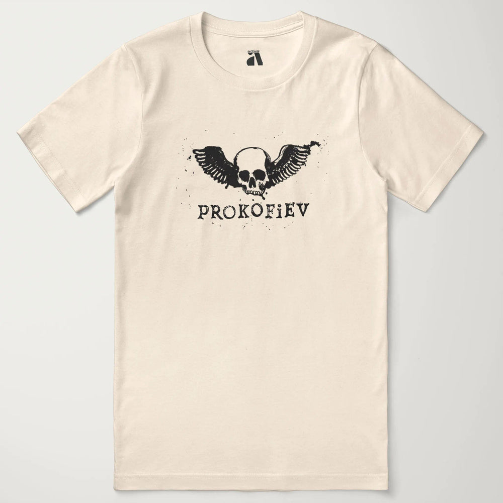 prokofiev: skull classic tee in natural, laid flat
