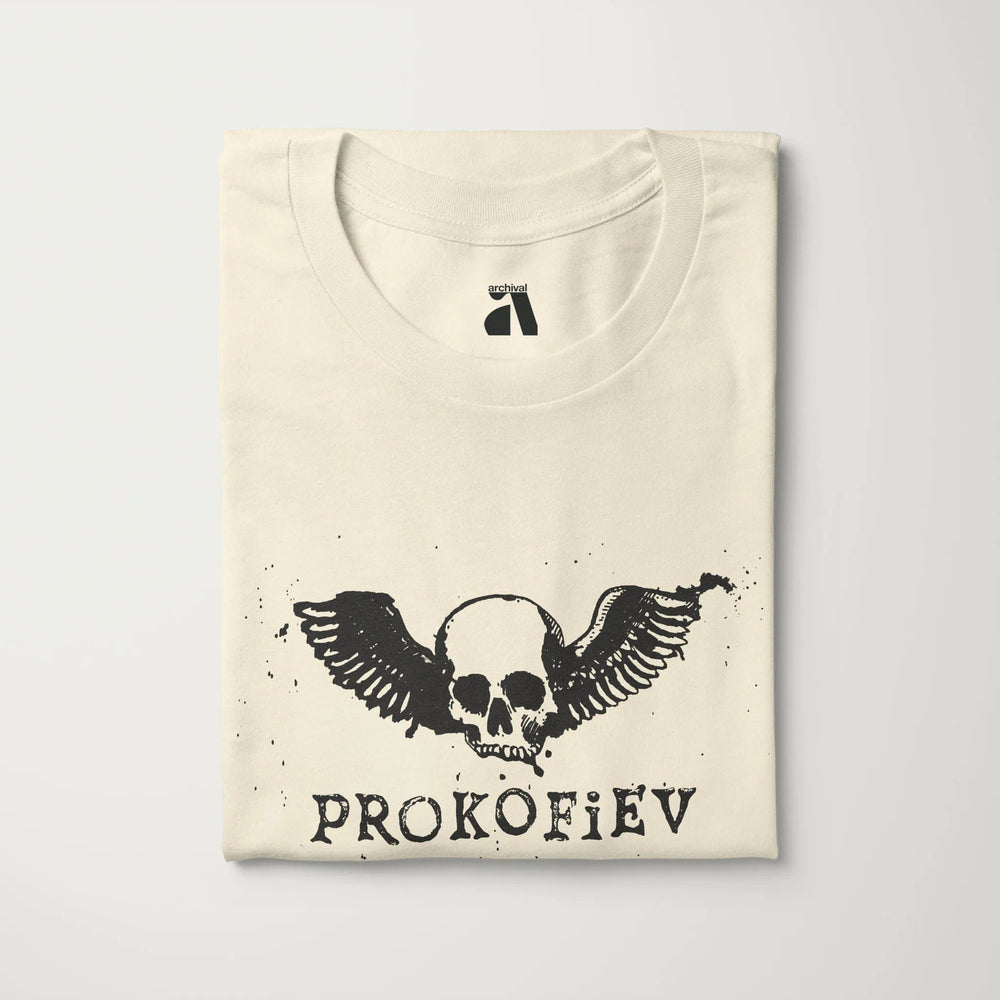 prokofiev: skull classic tee in natural, folded