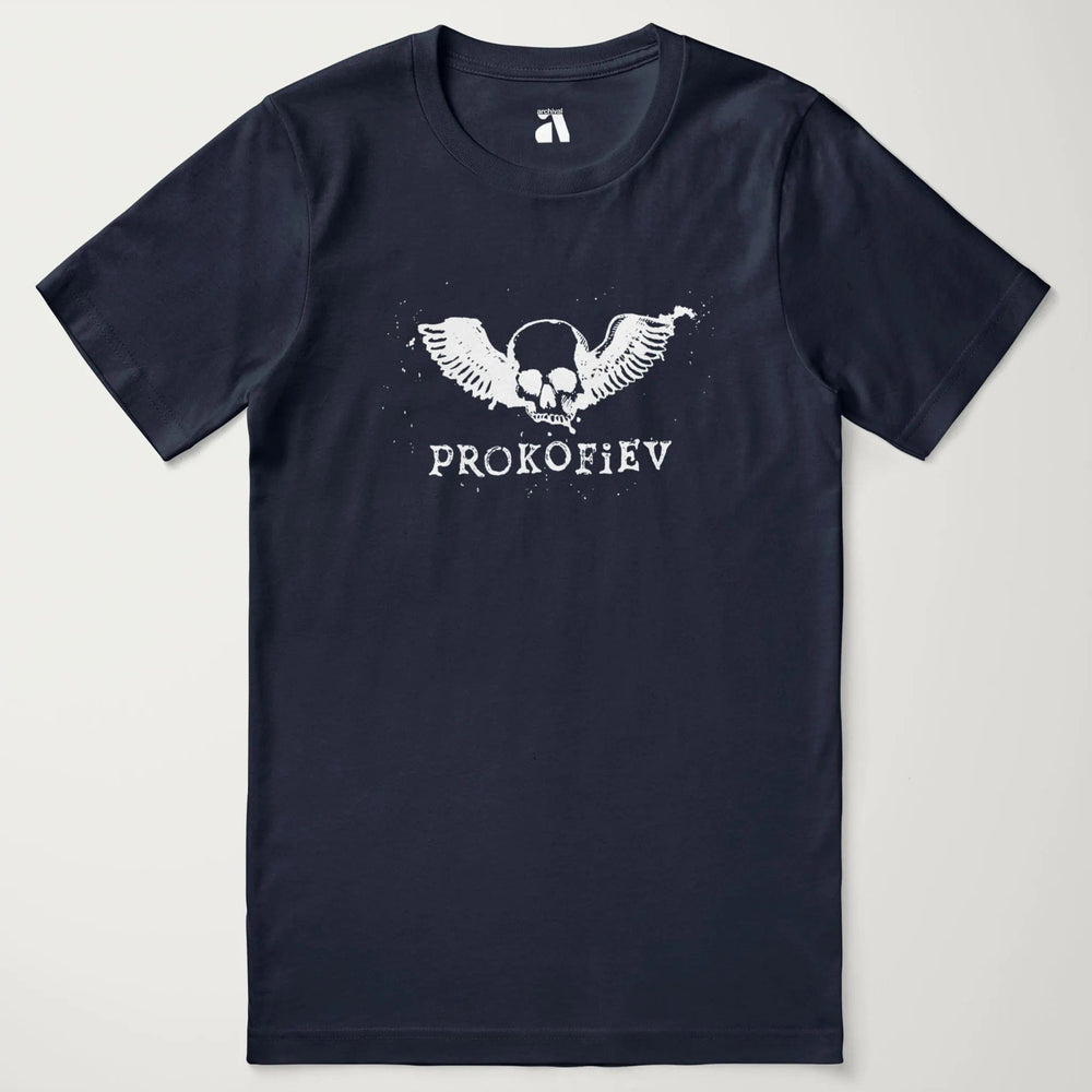 prokofiev: skull classic tee in navy, laid flat