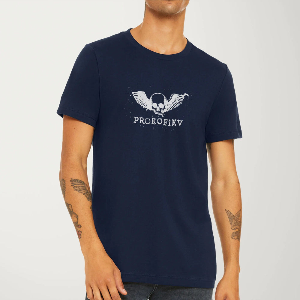 prokofiev: skull classic tee in navy, worn