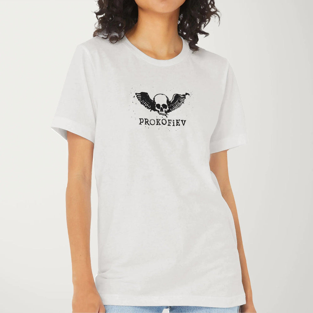 prokofiev: skull classic tee in vintage white, worn